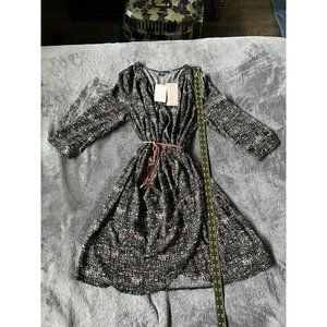 Mittoshop NWT Womens Black w/Multi Colored Speckled Design Wrapped Dress Large